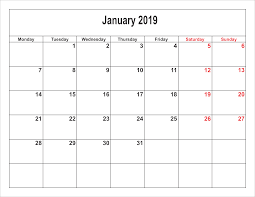 January 2019 Editable Template Calendar Printables August Calendar Monthly Calendar Printable