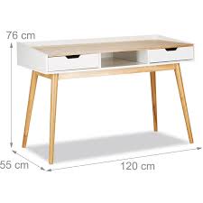 You'll receive email and feed alerts when new items arrive. Bureau Design Scandinave 2 Tiroirs Table D Ordinateur Hxlxp Env 76 X 120 X 55 Cm Bois Blanc Brun 4100218424225