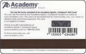 How much is your academy sports gift cards gift card worth? Gift Card Front Of Store Type 2 Academy United States Of America Academy Col Us Aca 013b