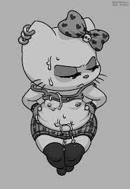 1girls angry anthro bodily fluids breasts clothing cum cum on  body domestic cat ear piercing ear ring felid feline felis female female  only furry genital fluids goth hello kitty