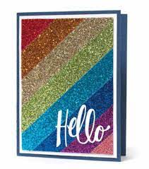 Sprinkle your chosen glitter onto the double sided tape and press it down with your fingers. Send A Note Just For Fun This Year Card Cheerful Hello Cards Greeting Cards Handmade Glitter Cards