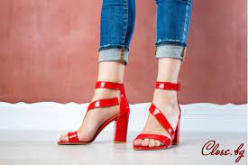 Дамски сандали на ток Andrea червени -