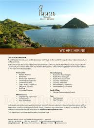 Inilah informasi loker di manggarai untuk lulusan smp, sma, smk, d1, d2, d3, d4, s1, s2, s3 yang akan yang akan disampaikan laman. Job Vacancy Plataran Komodo Beach Resort Labuan Bajo Closed Loker Lowongan Kerja Hotel