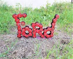 Portmanteau words are the one that blend the sounds and the meanings of two words. Buy Custom Roller Chain Art Metal Ford Sign Made To Order From Metal Art At Recycled Salvage Design Custommade Com