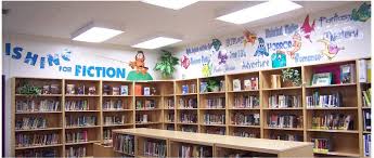 Use these ideas to make it work in your home. School Library Bulletin Board Ideas Sets Appears In Bulletin Board Fishing For Fiction School Library Displays School Library Decor Library Decor