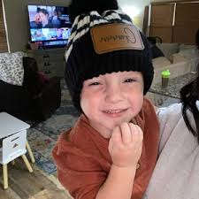 Personalized Checkered Kids Beanie, Leather Patch, Customize, Cold Weather,  Christmas Gift