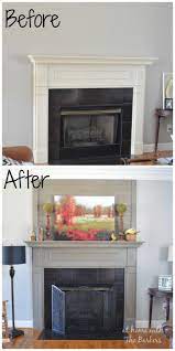 Wood Plank Mantel Makeover At Home With The Barkers Fireplace Makeover Home Home Remodeling