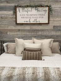 Marriage Quote Farmhouse Bedroom Sign A Perfect Marriage Is Just Two Imperect People Framed Wood Sign Master Above Over Bed Decor In 2020 Bedroom Signs Bed Decor Simple Bedroom