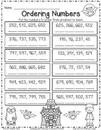 Halloween Math For Second Grade Ordering Numbers First Grade Math Third Grade Math Halloween Math Worksheets