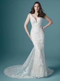 Sleeveless V Neckline Lace Sheath Wedding Dress With Illusion Cutouts Maggie So In 2020 Sheath Wedding Dress Lace Wedding Dresses Kleinfeld Fit And Flare Wedding Dress