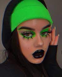 Neon Green Aesthetic Makeup Ar Black Makeup Rave Makeup Colorful Makeup