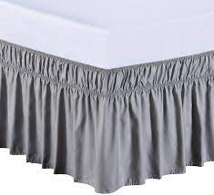 Maybe you would like to learn more about one of these? Amazon Com Meila Wrap Around Bed Skirt Three Fabric Sides Elastic Dust Ruffled 16 Inch Tailored Drop Easy To Install Fade Resistant Grey Queen King Home Kitchen