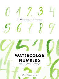 10 Watercolor Numbers Png Watercolor Clip Art Logo Design