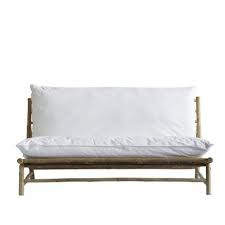 Bamboo Lounge Couch W Cushions W160x87xh45 80cm Canape D Exterieur Meuble Bambou Coussin Blanc