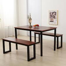 Ktaxon Modern Dining Set Table With Two Benches 3 Piece Set For Dining Room Walmart Com Dining Sets Modern Brown Wood Dining Table Dining Table Legs