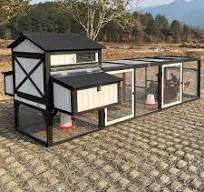 PETSCOSSET Extra Large Chicken Coop with Run, Hen House with 4 Nesting Box  Boxes, Combinable Wooden Poultry Cage