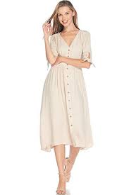 Alexander David A D Womens Casual Empire Waist Button Ft Pocket Midi Dress Champagne Medium Casual Women Dresses I Dress