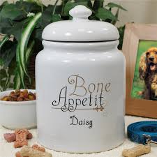 Custom orders are available to add your pet's name instead of treat to the bone plaque. Dog Treat Jar Personalized Dog Treat Jar
