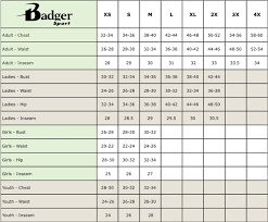 Badger Sport Size Chart Related Keywords Suggestions