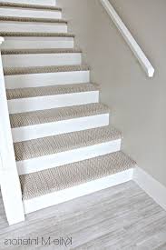 White stair treads with runner. Gray Carpet Runner For Stairs Novocom Top