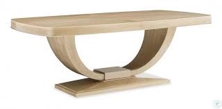 Art deco dining tables were made from expensive and exotic woods (such as walnut, mahogany, rosewood, macassar, ebony and many other burled woods) chosen for their beautifully deep and rich grains. Caracole Classic Art Deco Light Oak Dining Table From Caracole Coleman Furniture