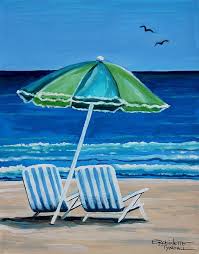 Beach Painting Beach Chair Bliss By Elizabeth Robinette Tyndall Beach Umbrella Art Beach Chair Umbrella Art Chair