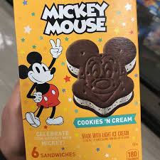 Click on a product for nutrition facts and where to buy information. Disney S Mickey Mouse Cookies N Cream Ice Cream Sandwiches Are Now Available Outside Of The Parks