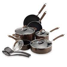 Farberware 17498 ceramic nonstick cookware pots and pans set, 12 piece, gray. Farberware Millennium Bronze Nonstick Coated Porcelain Enameled Aluminum 12 Piece Cookware Set Bed Bath Beyond