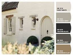Black And White Theme House Exterior Egret White Again Painted Brick Exteriors House Paint Exterior Painted Brick House