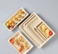 Disposable Sushi Tray Containers Trays Biodegradable Sugarcane Bagasse  Packaging Containers for Fast Food
