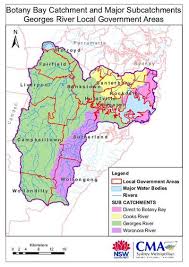 Find where is georges river located. Botany Bay Catchment And Major Subcatchments Georges River Lgas Georges Riverkeeper