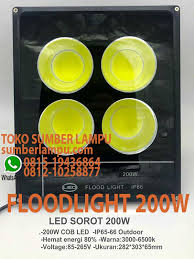 Lampu led sorot 50w 50watt floodlight tembak taman 50 w watt putihrp21.490: Jual Lampu Floodlight Led 200w Ip66 Cob Sumberlampu Com