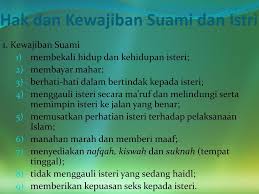 Bersabda yang bermaksud:sesiapa yang memberi nafkah kepada isterinya, anaknya dan ahli keluarganya, maka ia (iaitu nafkah) yang diberikan adalah sedekah. (hadis riwayat ibnu majah). Tugas Dan Tanggung Jawab Suami Istri Menurut Islam Enak