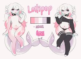 184168 - safe, artist:chikomokii, oc, oc only, fish, shark, anthro,  bipedal, black collar, black shirt, black stockings, blep, character name,  clothes, collar, color palette, female, frills, hair, legwear, pink eyes,  pink skin,