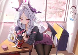 Wallpaper girl, gift, horns, Parta, school uniform, embarrassment, Hina, Blue  Archive for mobile and desktop, section игры, resolution 4882x3423 -  download