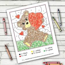 This valentine's day color by number packet contains 14 valentine themed coloring pages. Valentines Day Color By Numbers Worksheets Itsybitsyfun Com