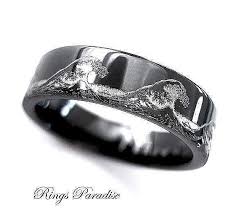 Black And Blue Titanium Wedding Band Tungsten Ring Man Ocean Wave Ring Blue Tungsten Ring Tungsten Wedding Band Rings Rings For Men Black Tungsten Wedding Band Mens Wedding Bands Tungsten Black