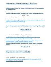 Module 6 Dba For Math For College Readiness Review Pdf Module 6 Dba For Math For College Readiness Topics Covered For This Dba Are Multiplying Course Hero