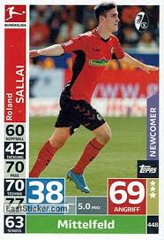 Roland sallai ist nicht nur hochmotiviert fußball zu spielen. Card 448 Roland Sallai Topps German Fussball Bundesliga 2018 2019 Match Attax Laststicker Com