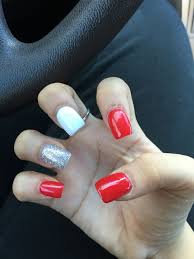 While there may be shifts in tone, the quality is just the same. Christmas Nails Red White Sparkle Silver Christmas Gel Acrylic Nails Nails Nail Art Beauty