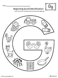 letter g beginning sound color pictures worksheet myteachingstation com