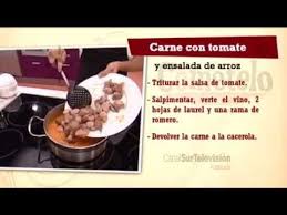 En la cocina como casi todo en la. Receta Carne Con Tomate Y Ensalada De Arroz Carne Con Tomate Ensalada De Arroz Carne
