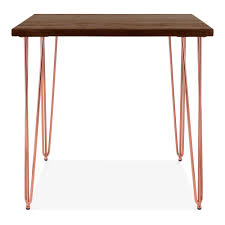 Price shown for set of 4, minimum 4pc. Copper Hairpin Rectangular Dining Table With Solid Elm Wood 82cm Cult Uk
