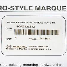 Mar 03, 2020 · that means a savings of over 50 tons of carbon that will not be released into the atmosphere with this house. Stainless Steel Genuine Subaru Soa342l130 Euro Style Marque License Plate Exterior Accessories Automotive Urbytus Com