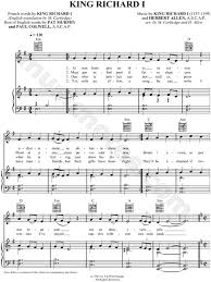 Up With People King Richard I Sheet Music In G Major Download Print Sheet Music King Richard I Music Manuscript