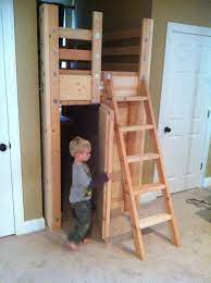 Under the loft bed there can be study desk for older kids or for the little one there can be play area for all the toys that take a lot of space in the room. A Modified Version Of The Twin Bed Fort That Takes Advantage Of An Odd Bedroom Shape Bed Plans Bunk Beds Bunk Bed Plans
