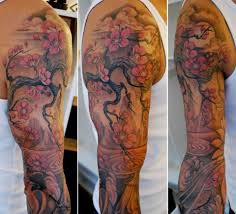 Flor De Cerezo Tree Sleeve Tattoo Cherry Tattoos Cherry Blossom Tattoo Men