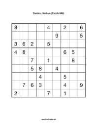 Download free printable sudoku worksheet. Sudoku Medium A6 Printable Puzzle