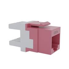 Cat6 RJ-45 UTP Keystone Jack. Pink, 180 degrees, 12pc Pack -CERTECH