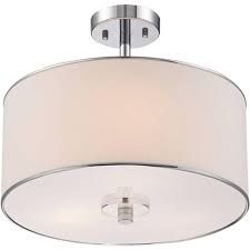 Possini euro crystal strands 15 3/4 wide drum ceiling light. Possini Euro Design Modern Ceiling Light Semi Flush Mount Fixture Chrome 16 Wide White Fabric Drum Shade For Bedroom Living Room Target